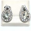 Image 1 : Silver Green Amethyst Cz(2.1ct) Rhodium Plated Earrings (~Size 0) (~length 0 inches) (~weight 3.55g)