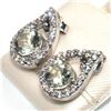 Image 2 : Silver Green Amethyst Cz(2.1ct) Rhodium Plated Earrings (~Size 0) (~length 0 inches) (~weight 3.55g)