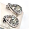 Image 3 : Silver Green Amethyst Cz(2.1ct) Rhodium Plated Earrings (~Size 0) (~length 0 inches) (~weight 3.55g)