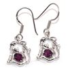 Image 1 : Silver Garnet Cz(1.9ct) Rhodium Plated Earrings (~Size 0) (~length 0 inches) (~weight 3.8g)