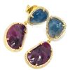 Image 2 : Silver Ruby Sapphire And Cz (14.4ct) Gold Rhodium Plated Earrings (~Size 0) (~length 0 inches) (~wei