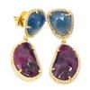 Image 3 : Silver Ruby Sapphire And Cz (14.4ct) Gold Rhodium Plated Earrings (~Size 0) (~length 0 inches) (~wei