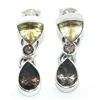Image 1 : Silver Lemon Quartz Smokey Quartz(4.5ct) Hand Made Laser Cut Earrings (~Size 0) (~length 0 inches) (