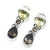 Image 3 : Silver Lemon Quartz Smokey Quartz(4.5ct) Hand Made Laser Cut Earrings (~Size 0) (~length 0 inches) (