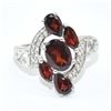 Image 1 : Silver Garnet(2.15ct) Rhodium Plated Ring (~Size 7)(Ring is resizable for $40) (~length 0 inches) (~