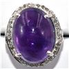 Image 1 : Silver Amethyst Diamond(13.4ct) Rhodium Plated Ring (~Size 7.5)(Ring is resizable for $40) (~length 