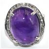 Image 3 : Silver Amethyst Diamond(13.4ct) Rhodium Plated Ring (~Size 7.5)(Ring is resizable for $40) (~length 