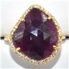 Image 1 : Gold plated Silver Ruby Cz(4.5ct) Rhodium Plated Ring (~Size 7)(Ring is resizable for $40) (~length 