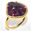 Image 2 : Gold plated Silver Ruby Cz(4.5ct) Rhodium Plated Ring (~Size 7)(Ring is resizable for $40) (~length 