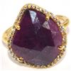 Image 3 : Gold plated Silver Ruby Cz(4.5ct) Rhodium Plated Ring (~Size 7)(Ring is resizable for $40) (~length 