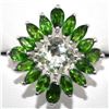 Image 1 : Silver Tourmaline Green Amethyst(3.9ct) Rhodium Plated Ring (~Size 6)(Ring is resizable for $40) (~l