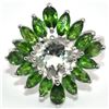 Image 3 : Silver Tourmaline Green Amethyst(3.9ct) Rhodium Plated Ring (~Size 6)(Ring is resizable for $40) (~l