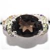 Image 1 : Silver Smokey Quartz Gems Stone(3.6ct) Rhodium Plated Ring (~Size 7)(Ring is resizable for $40) (~le
