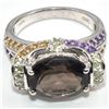 Image 3 : Silver Smokey Quartz Gems Stone(3.6ct) Rhodium Plated Ring (~Size 7)(Ring is resizable for $40) (~le