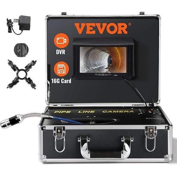 VEVOR Sewer Camera, 131 ft/40 m, 7" Screen Pipeline Inspection Camera with DVR Function, Waterproof 