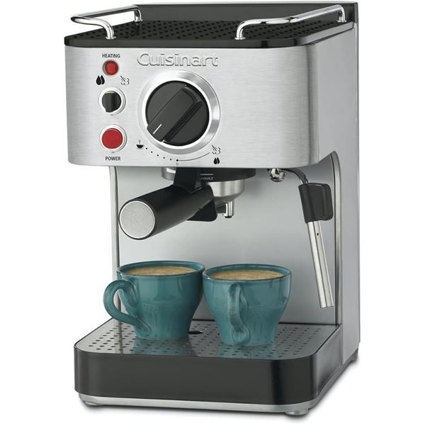 Cuisinart Espresso Maker Machine with Milk Frother Steamer, 15 Bar, Silver