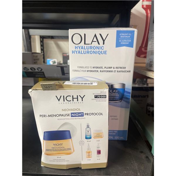 Vichy Neovadiol Post Menopause Day Protocol Replenishing and Redefining Kit and Olay Hyaluronic Syru