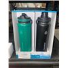 Image 2 : ThermoFlask 24 oz Double Wall Vacuum Insulated Stainless Steel 2-Pack of Water Bottles, Black/Malach
