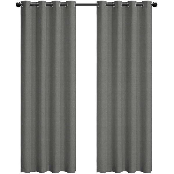SUN+BLK - Total Blackout Noise Reduction and Thermal Insulation Curtains - 2 Panels (Dark Grey) 52" 