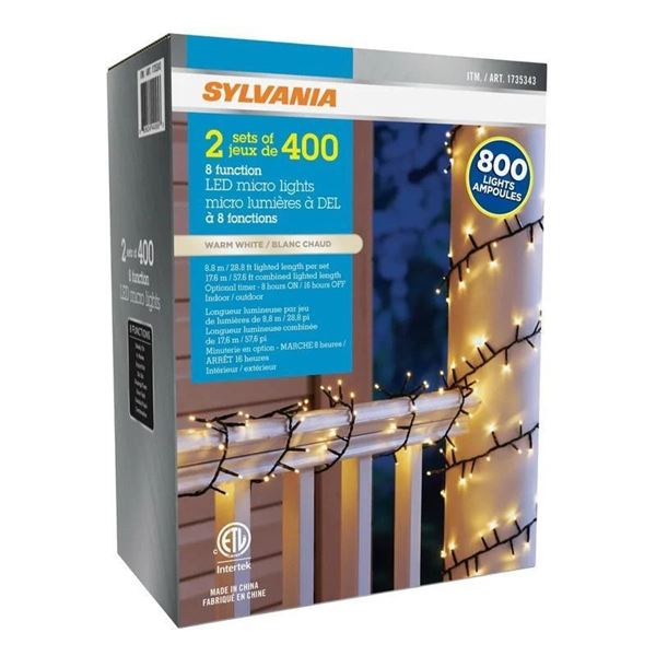 Sylvania 2 Sets of 400 LED Micro Lights 8 Functions
