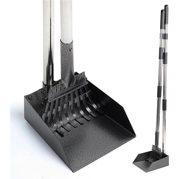 THRISEED Dog Pooper Scooper, Durable Dog Poop Tray and Long Handle Rake Set for Large Medium Small D