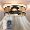 Image 1 : EIDISUNY Caged Ceiling Fan with Remote Control, 20" Farmhouse Flush Mount Ceiling Fan Lights with 8 