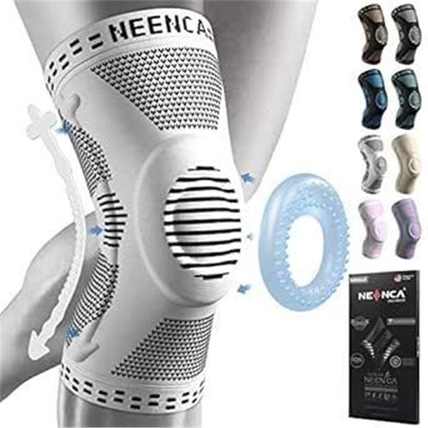 NEENCA Knee Brace with Side Stabilizers & Patella Gel Pads, Adjustable Compression Knee Support Brac