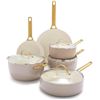 Image 1 : GreenPan Reserve Hard Anodized Healthy Ceramic Nonstick 10 Piece Cookware Pots and Pans Set, Gold Ha