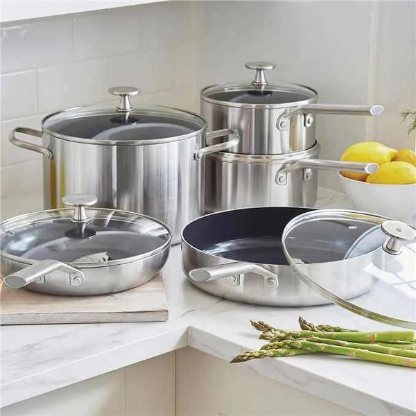 Blue Diamond Non-Stick Triple Steel Cookware Set, 10-piece