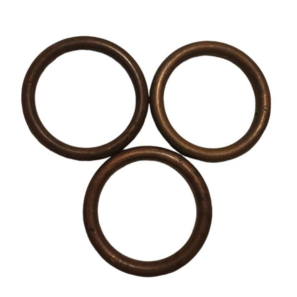 Three Large Antique Copper Bull Nose Rings