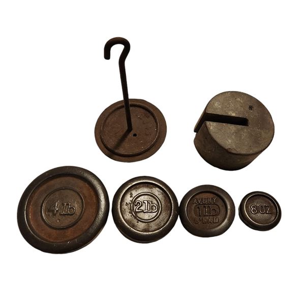 Five Antique Cast Iron Scale Weights