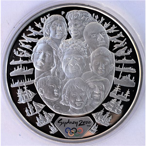 Australia, $5 2000 (1998), "Sydney Olimpics Series 9 differents Races faces" 1 Oz .999 Colored rings