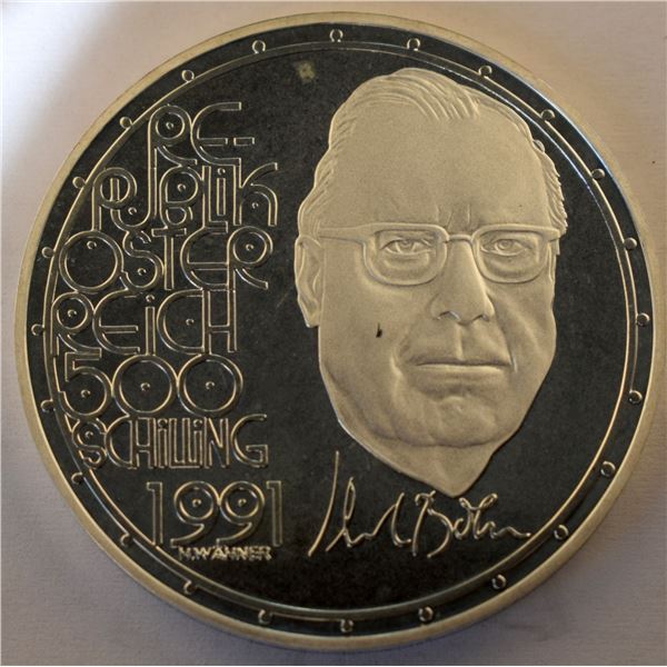 Austria 500 Shillings 1991 Karl Bohm KM#-3002 24g Sterling Proof