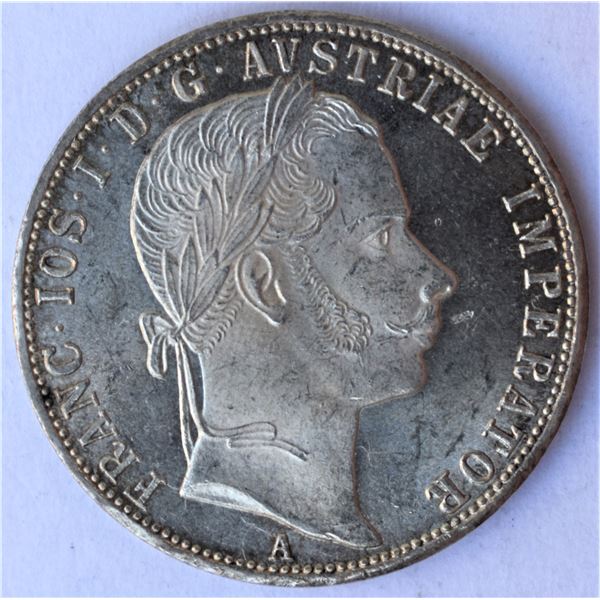 Austria, 1 Florin 1860A KM-2219 Silver .900 12.32g Franz Joseph I Ruler, High Mint State Condition