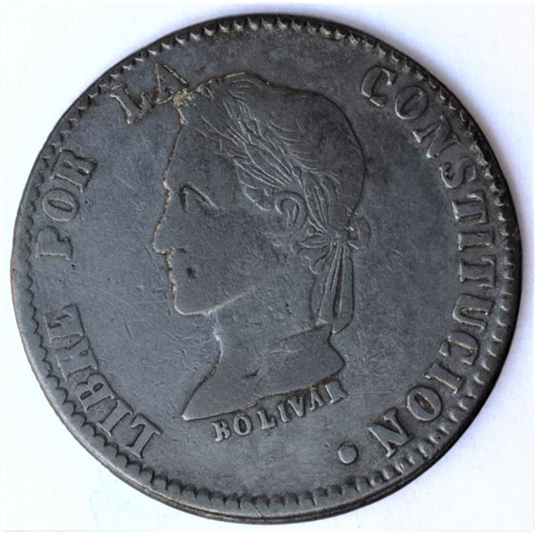 Bolivia, 4 Soles 1859 F.J.(Potosi) Silver Choice VF+