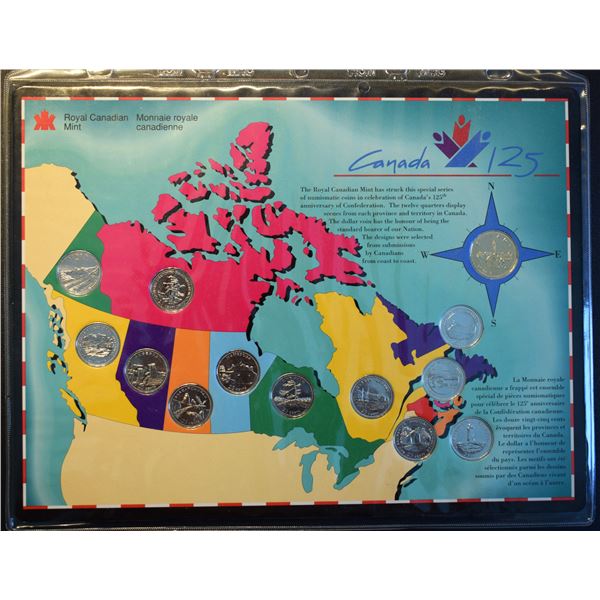 Canada, "125th of Confederation" 1992 Set in Special presentation sealed with 0.25c 12 Provinces and