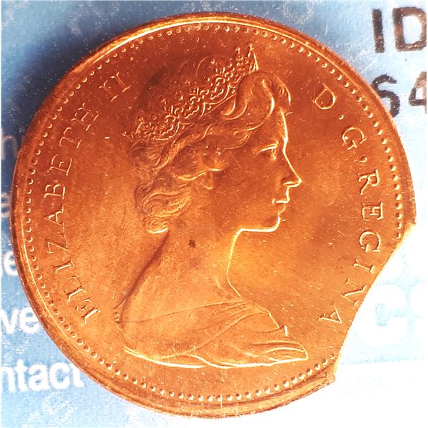 Canada, 0.01c 1967 in MS-64 RED "ERROR Clipped Coin" Certified CCCS