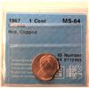 Image 3 : Canada, 0.01c 1967 in MS-64 RED "ERROR Clipped Coin" Certified CCCS