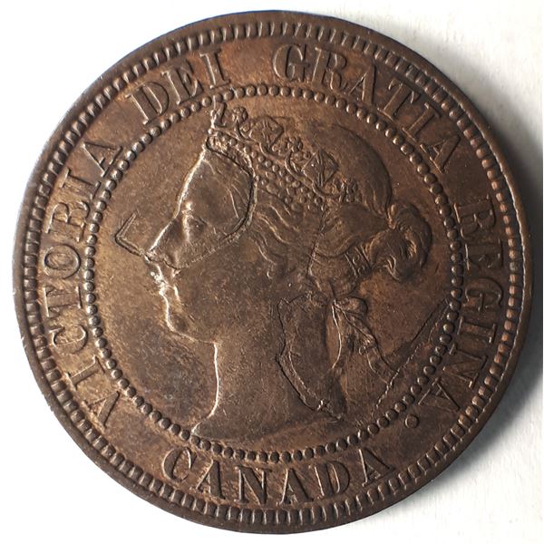Canada, 0.01c Large penny 1898-H Lamination Error (Counterstamped?) XF / A-UNC Intriguing Lot.