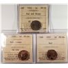 Image 1 : Canada, 0.01c Trio 1932 in MS-62 RB, 1950 MS-65 Red Cameo and 1957 MS-64 Red all Certified ICCS (3)