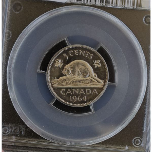 Canada, 0.05c 1964 Nickel MS-64 "Extra Water Line" Certified by PCGS