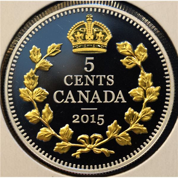 Canada, 0.05c 2015 Legacy of Canadian Nickel "The Crossed Maple Boughs" 1 Oz .9999 Proof U.H. Cameo 