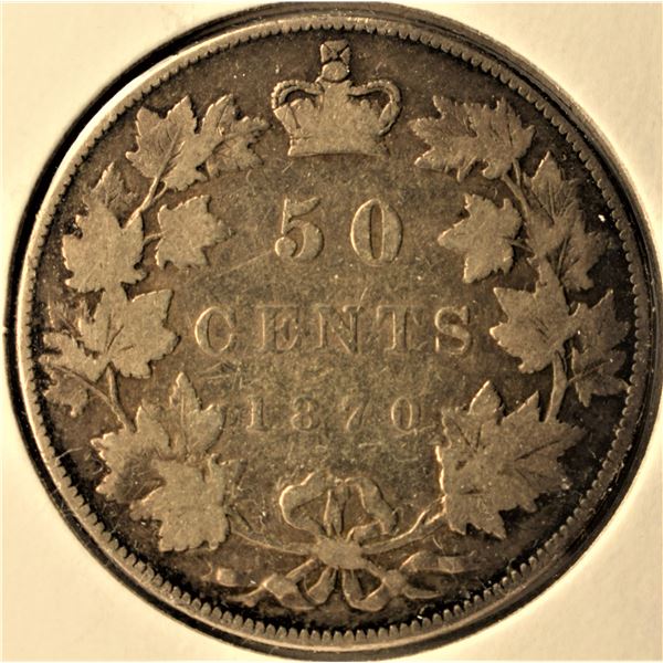 Canada, 0.50c 1870 1st Date LWC VG / F