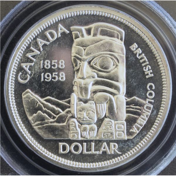 Canada, 1$ 1958 Proof "100th British Columbia" Silver PL-66 Certified by PCGS
