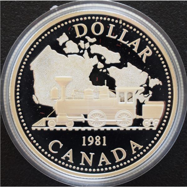 Canada, 1$ 1981 "100th Trans-Canada Railway" Silver Proof U.H.Cameo in Original Mint Case
