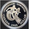 Image 1 : Canada, 1$ 1983 "Edmonton World University Games" Silver Proof U.H.Cameo in Original Mint Case