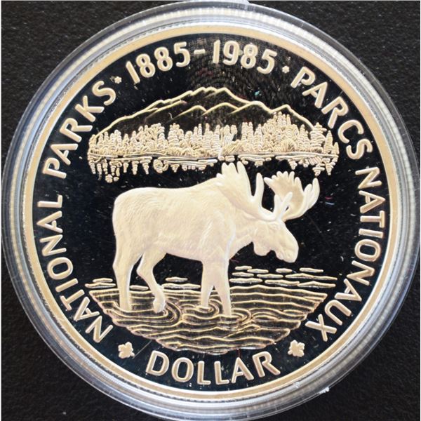 Canada, 1$ 1985(1885-) "100th National Parks" Silver Proof U.H.Cameo in Original Mint Case