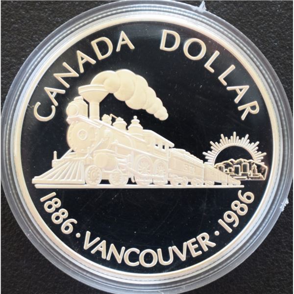 Canada, 1$ 1986(1886-) "100th Vancouver" Silver Proof U.H.Cameo in Original Mint Case