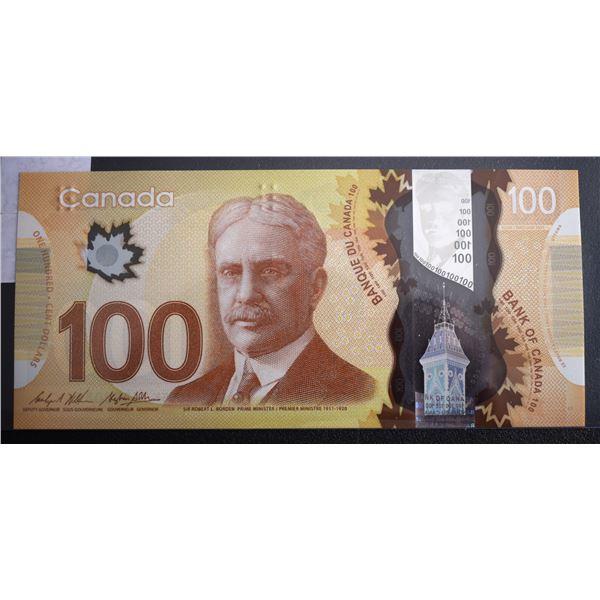 Canada, 100$ 2011 "Polymer Frontiers" BC-73c "4 Digits Radar" Serial" # GKJ1802081 Choice-UNC