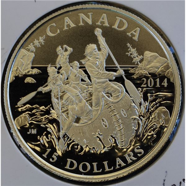 Canada, 15$ 2014 Exploring Canada Series "The Voyageurs" 0,75 Oz .9999 Proof U.H.Cameo No Box